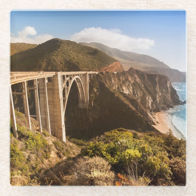 Bixby Bridge, Big Sur, California, USA Glass Coaster (Front)