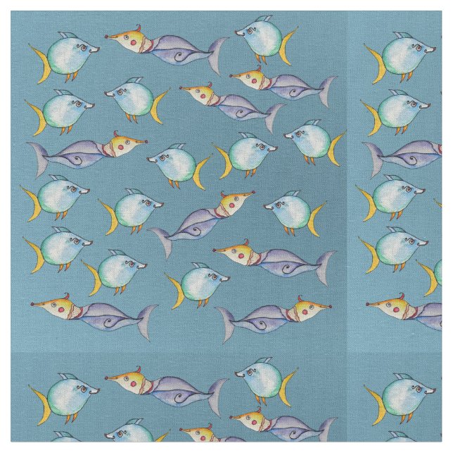 Bizare Fishes Fabric (Close Up)