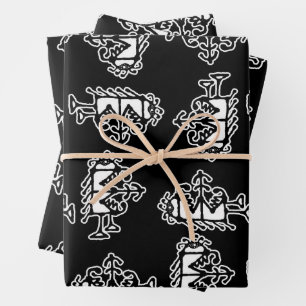 Bizare robot monster sketchy drawing motif pattern wrapping paper sheet