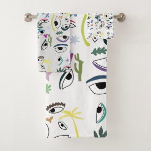 Bizarre Eyes  Modern Art  Bath Towel Set