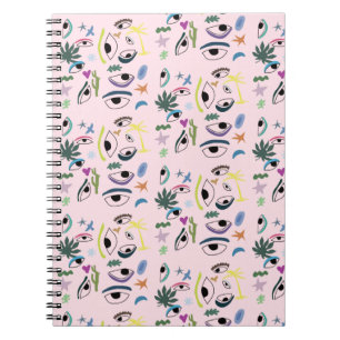 Bizarre eyes stars art pattern  notebook