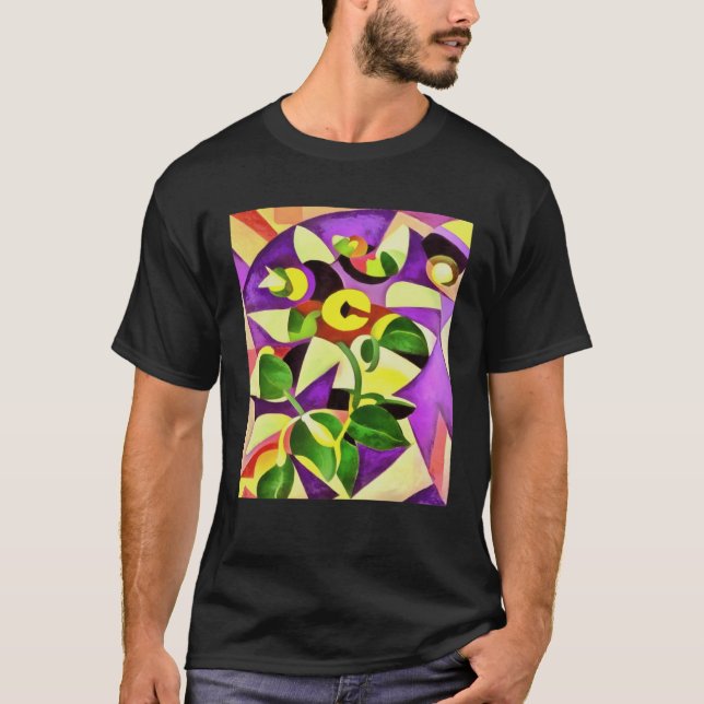 Bizarre Passiflora Flower Geometric Abstract T-Shirt (Front)
