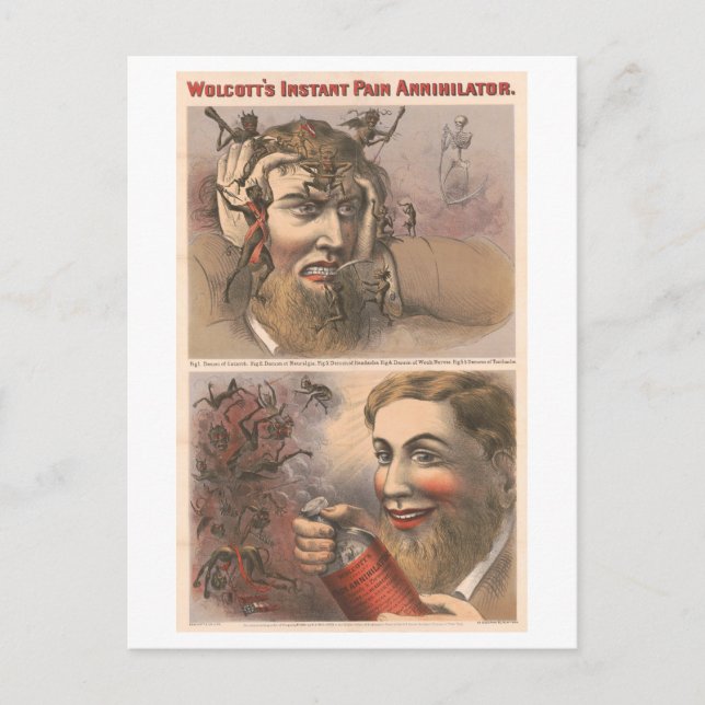 Bizarre Vintage Advertisement for Wolcott Medicine Postcard (Front)