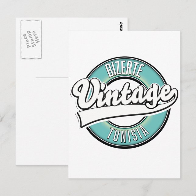 Bizerte tunisia vintage style logo postcard (Front/Back)