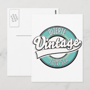 Bizerte tunisia vintage style logo postcard