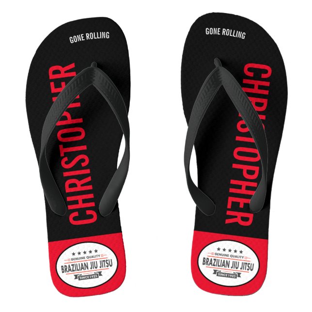 BJJ Black Belt Genuine Quality Gone Rolling Flip Flops (Footbed)