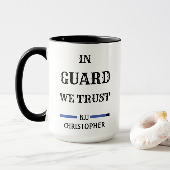 BJJ Brazilian Jiu Jitsu Guard Trust Blue Belt Mug (With Donut)