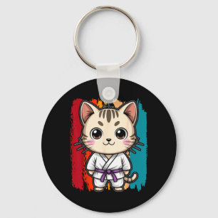 BJJ Brazilian Jiu Jitsu Purple Belt Kawaii Cat Key Ring