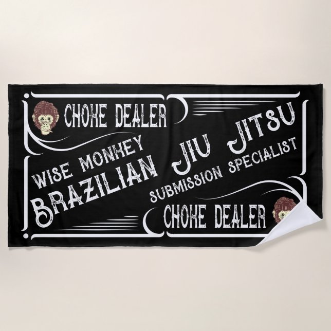 BJJ Choke Dealer Submission Specialist Gym Beach Towel (Front)