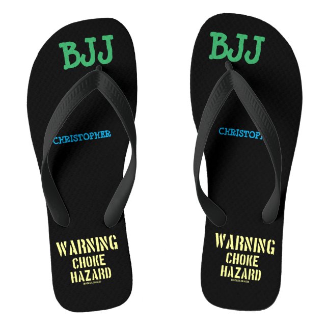 BJJ Choke Hazard add your name Flip Flops (Footbed)