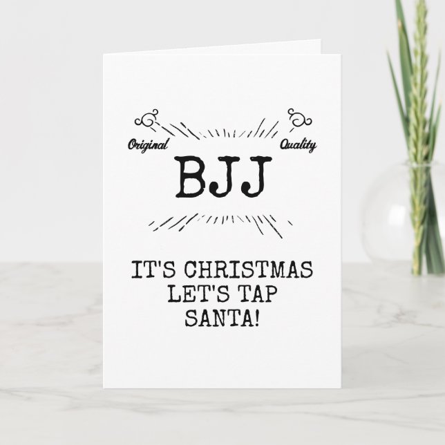 BJJ Christmas Fun Let's Tap Santa Personalised Holiday Card (Front)