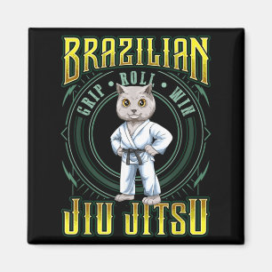 BJJ Grip Roll Win - Grappling Jiu Jitsu Cute Cat Magnet