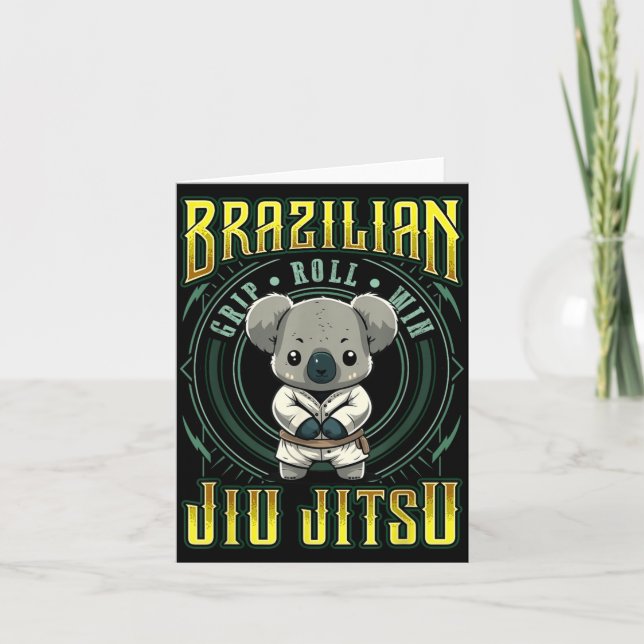 BJJ Grip Roll Win - Grappling Jiu Jitsu cute Koala Card (Front)