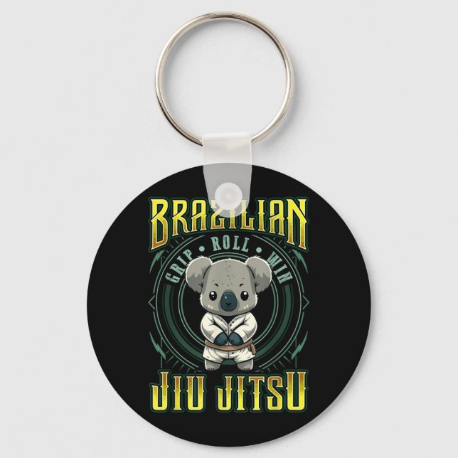 BJJ Grip Roll Win - Grappling Jiu Jitsu cute Koala Key Ring (Front)