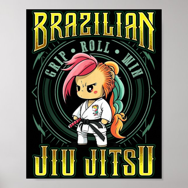 BJJ Grip Roll Win - Grappling Jiu Jitsu Cute Poster (Front)