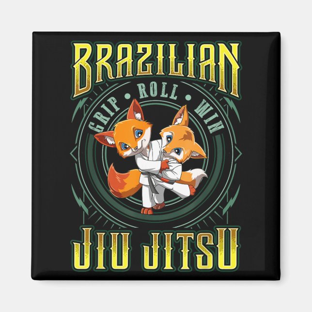 BJJ Grip Roll Win - Grappling Jiu Jitsu Fighting Magnet (Front)