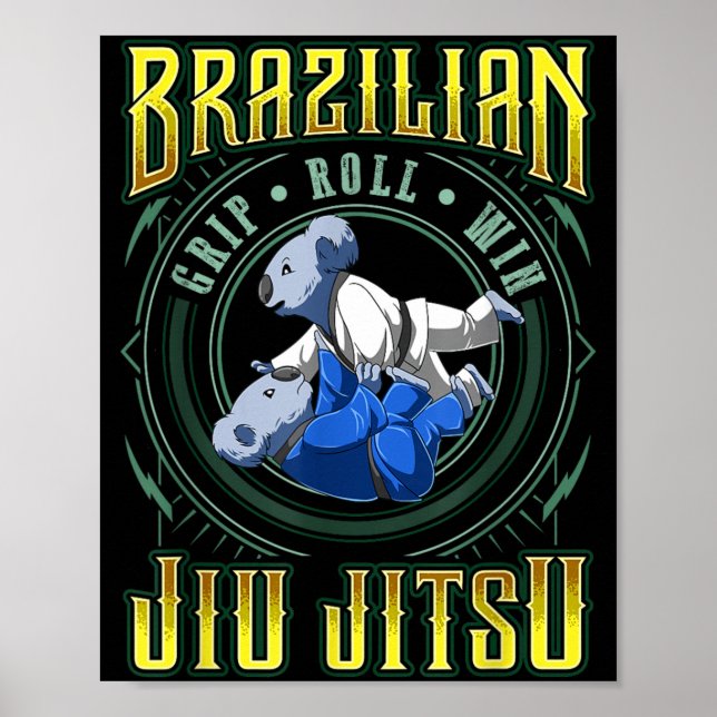 BJJ Grip Roll Win - Grappling Jiu Jitsu Fighting Poster (Front)