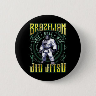 BJJ Grip Roll Win - Grappling Jiu Jitsu Gorilla 6 Cm Round Badge