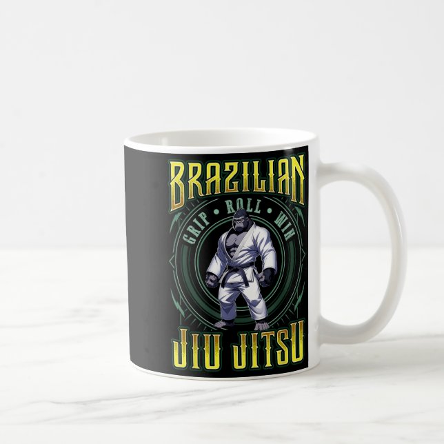 BJJ Grip Roll Win - Grappling Jiu Jitsu Gorilla Coffee Mug (Right)