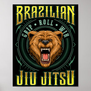 BJJ Grip Roll Win - Grappling Jiu Jitsu Grizzly Poster