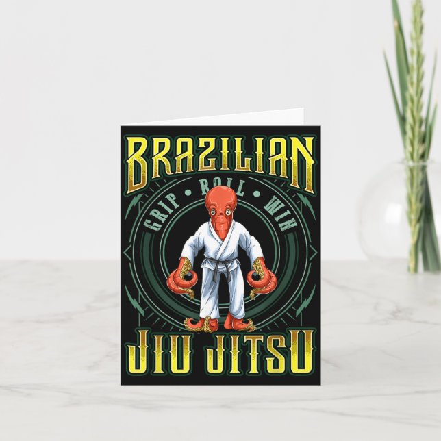 BJJ Grip Roll Win - Grappling Jiu Jitsu Octopus Card (Front)