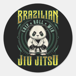 BJJ Grip Roll Win - Grappling Jiu Jitsu Panda Classic Round Sticker