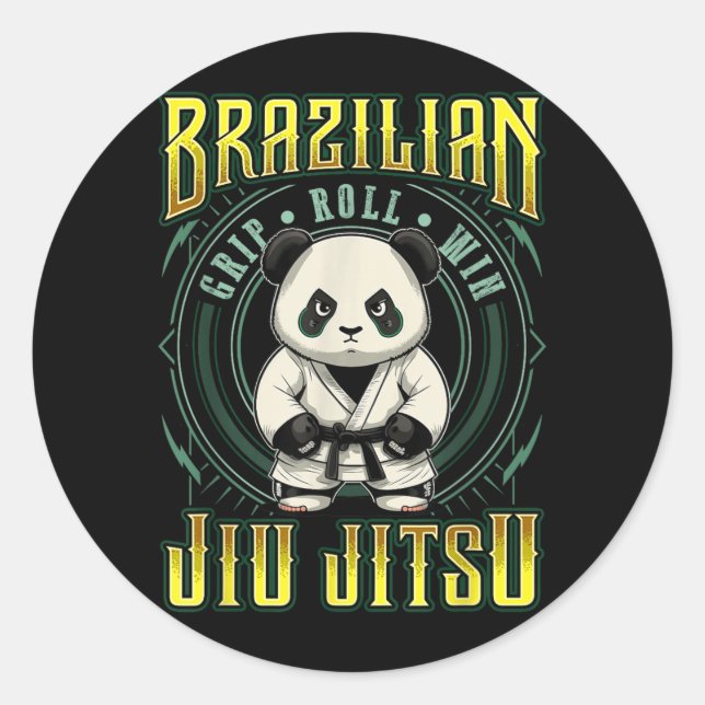BJJ Grip Roll Win - Grappling Jiu Jitsu Panda Classic Round Sticker (Front)