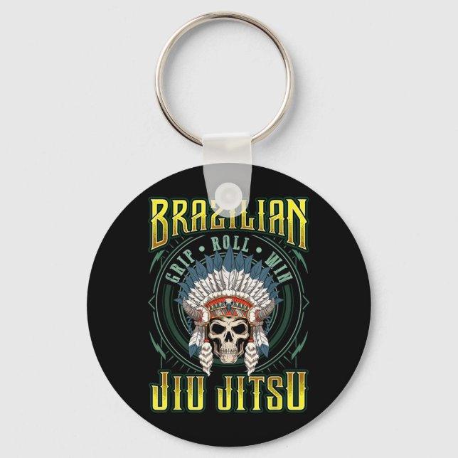 BJJ Grip Roll Win - Grappling Jiu Jitsu Skeleton Key Ring (Front)