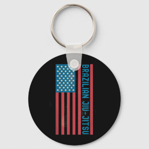 BJJ Jiu Jitsu Amerian USA Flag Distressed Vintage Key Ring