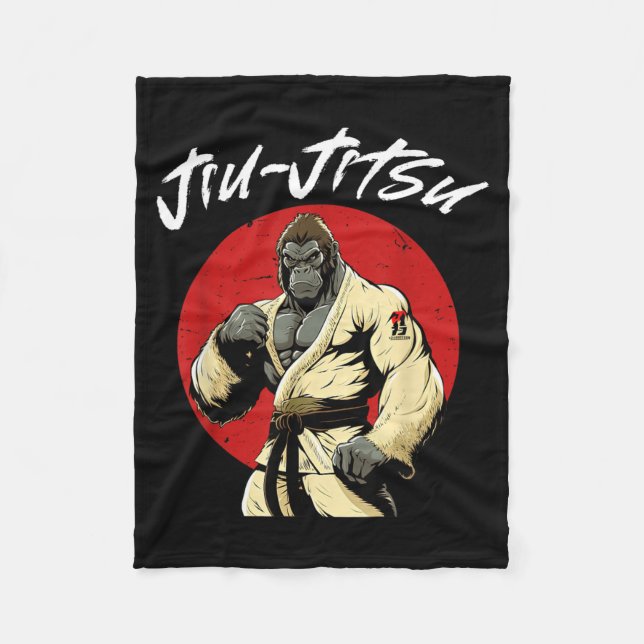 BJJ Jiu Jitsu Grappling Gorilla Fleece Blanket (Front)