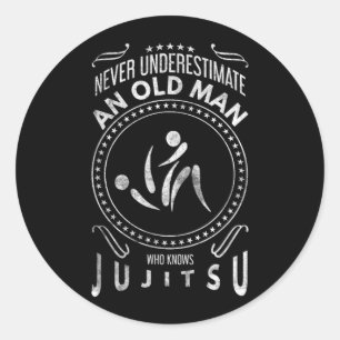 BJJ Jujitsu Underestimate an Old Man Jiu Jitsu MMA Classic Round Sticker