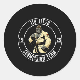 BJJ MMA Gorilla - Funny Brazilian Jiu Jitsu Classic Round Sticker