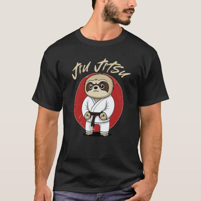BJJ MMA Sloth  Brazilian Jiu Jitsu Grappling T-Shirt (Front)