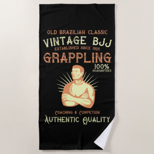 BJJ Old Brazilian Classic Grappling Retro style Beach Towel