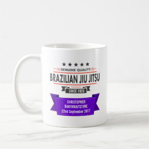 BJJ Purple Belt Ranked With Name and Date Of Award Coffee Mug