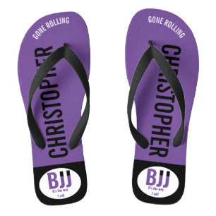BJJ Purple Belt Rolling Add Your Name Jiu Jitsu Flip Flops