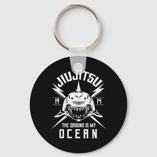 BJJ Shark - Brazilian Jiu Jitsu and Grappling Key Ring (Front)