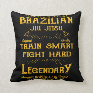 BJJ Train Smart Fight Hard Vintage Jiu Jitsu Cushion