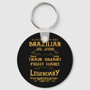 BJJ Train Smart Fight Hard Vintage Jiu Jitsu Key Ring