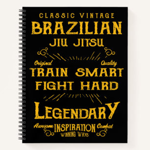 BJJ Train Smart Fight Hard Vintage Jiu Jitsu Notebook