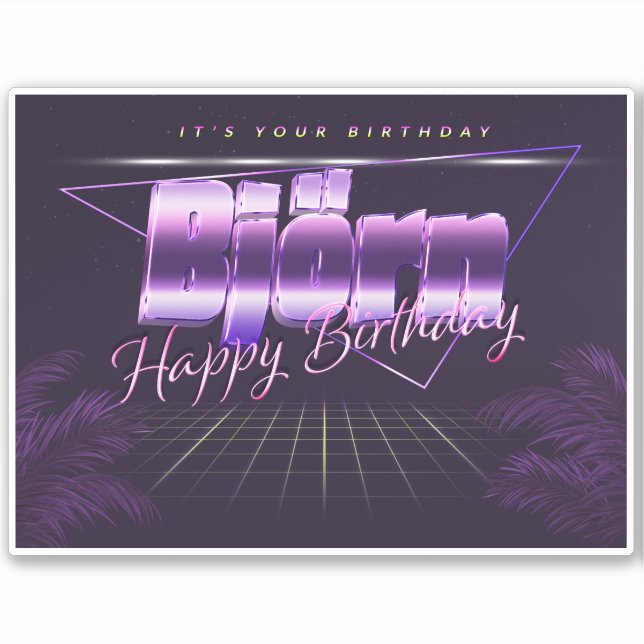 Björn Name First name lila retro Sticker Birthday (Front)