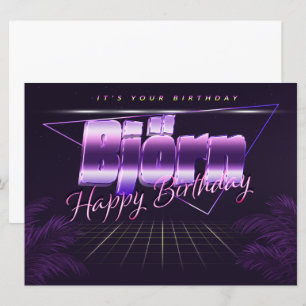 Björn Name Vorname lila retro Karte Geburtstag Card