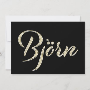 Björn Name white gold Handwriting Card