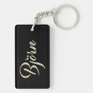 Björn Name whitegold key trailer Key Ring