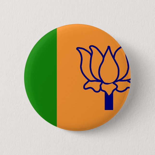 Bjp, India flag 6 Cm Round Badge (Front)