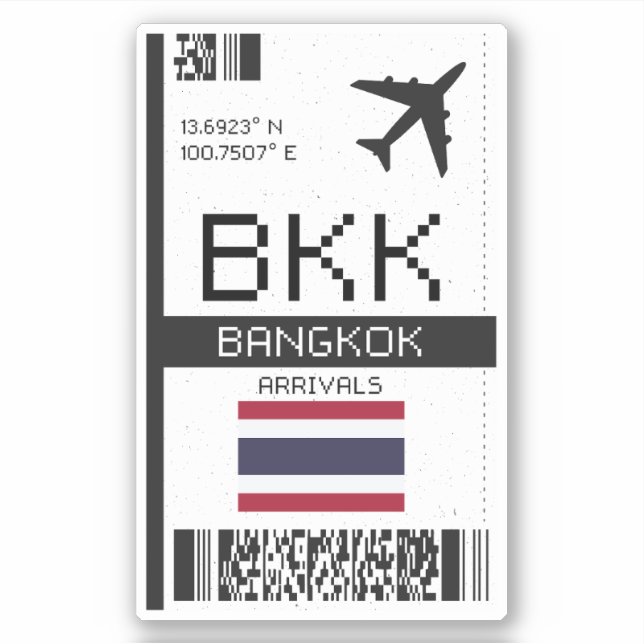 BKK Bangkok Boarding Pass - Thailand Travel (Front)