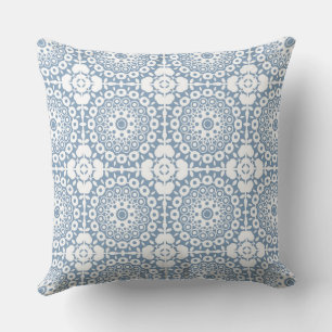 bl white squares on a light blue backgroun cushion