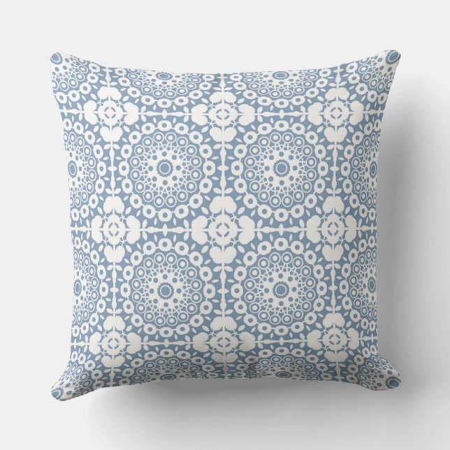 bl white squares on a light blue backgroun cushion (Back)