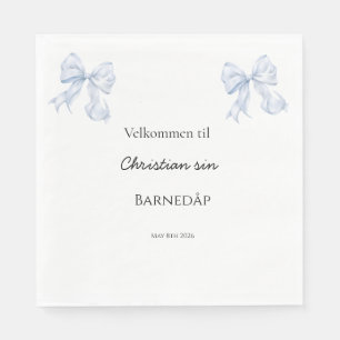Blå Sløyfe servietter dåp Napkin