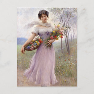 Blaas: Girl in Lilac with Flowers Postcard